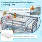Letto a castello Twin Over Full con scaletta integrata e ringhiere di sicurezza in legno massello grigio/bianco