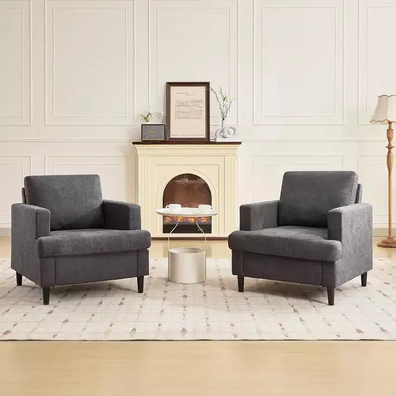 Poltrona moderna oversize, poltrona imbottita in lino con cuscino spesso, comoda poltrona di metà secolo per soggiorno camera da letto, grigia