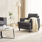 Poltrona moderna oversize, poltrona imbottita in lino con cuscino spesso, comoda poltrona di metà secolo per soggiorno camera da letto, grigia