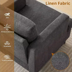 Poltrona moderna oversize, poltrona imbottita in lino con cuscino spesso, comoda poltrona di metà secolo per soggiorno camera da letto, grigia