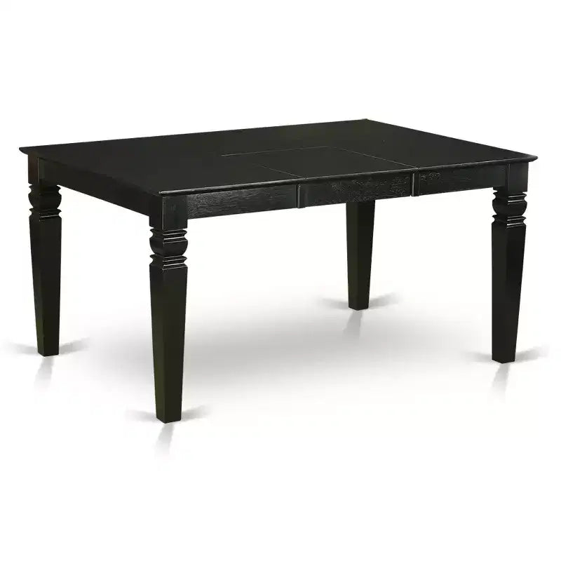 Belmont 7Pc Dinette Set Includes a Rectangular Kitchen Table with Butterfly Leaf and Six Parson Chairs with Light Beige Fabric, Black Finish