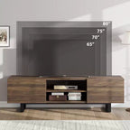 Mobile TV Industriale per 75 Pollici, Mobile Porta TV Naturale con 2 Cassetti e Gamba di Supporto Resistente, Mobile Contenitore in Legno Consolle TV