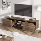Mobile TV Industriale per 75 Pollici, Mobile Porta TV Naturale con 2 Cassetti e Gamba di Supporto Resistente, Mobile Contenitore in Legno Consolle TV