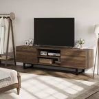 Mobile TV Industriale per 75 Pollici, Mobile Porta TV Naturale con 2 Cassetti e Gamba di Supporto Resistente, Mobile Contenitore in Legno Consolle TV