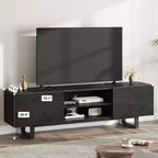 Mobile TV Industriale per 75 Pollici, Mobile Porta TV Naturale con 2 Cassetti e Gamba di Supporto Resistente, Mobile Contenitore in Legno Consolle TV