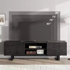 Mobile TV Industriale per 75 Pollici, Mobile Porta TV Naturale con 2 Cassetti e Gamba di Supporto Resistente, Mobile Contenitore in Legno Consolle TV
