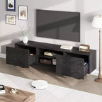 Mobile TV Industriale per 75 Pollici, Mobile Porta TV Naturale con 2 Cassetti e Gamba di Supporto Resistente, Mobile Contenitore in Legno Consolle TV