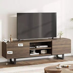 Mobile TV Industriale per 75 Pollici, Mobile Porta TV Naturale con 2 Cassetti e Gamba di Supporto Resistente, Mobile Contenitore in Legno Consolle TV