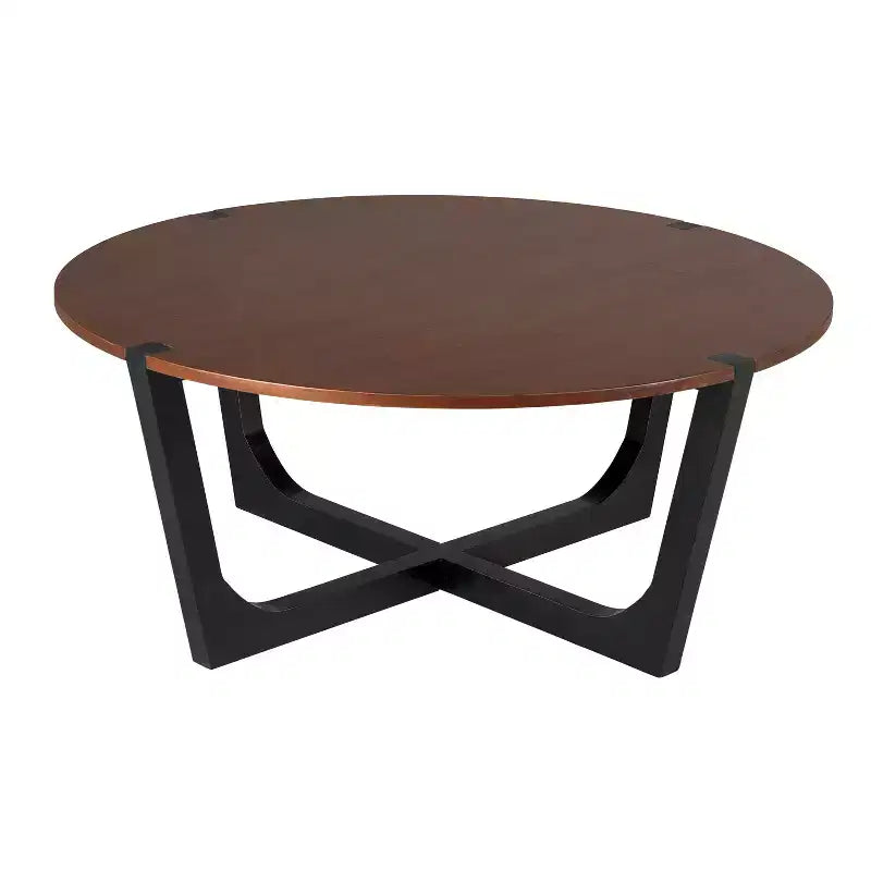 Set di 2 tavolini da caffè, tavolino da cocktail rotondo, tavolino da centro, tavolino laterale, tavolino da divano, marrone e nero