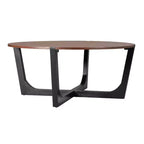 Set di 2 tavolini da caffè, tavolino da cocktail rotondo, tavolino da centro, tavolino laterale, tavolino da divano, marrone e nero