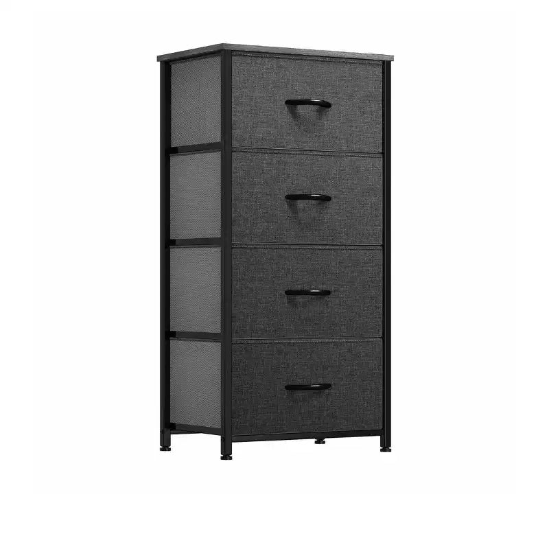 Cassettiera con 4 cassetti, mobile contenitore in tessuto, unità organizer per soggiorno, corridoio, armadi, robusto telaio in acciaio, piano in legno