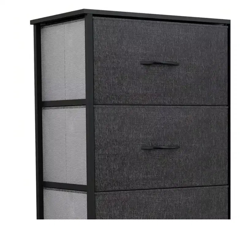 Cassettiera con 4 cassetti, mobile contenitore in tessuto, unità organizer per soggiorno, corridoio, armadi, robusto telaio in acciaio, piano in legno