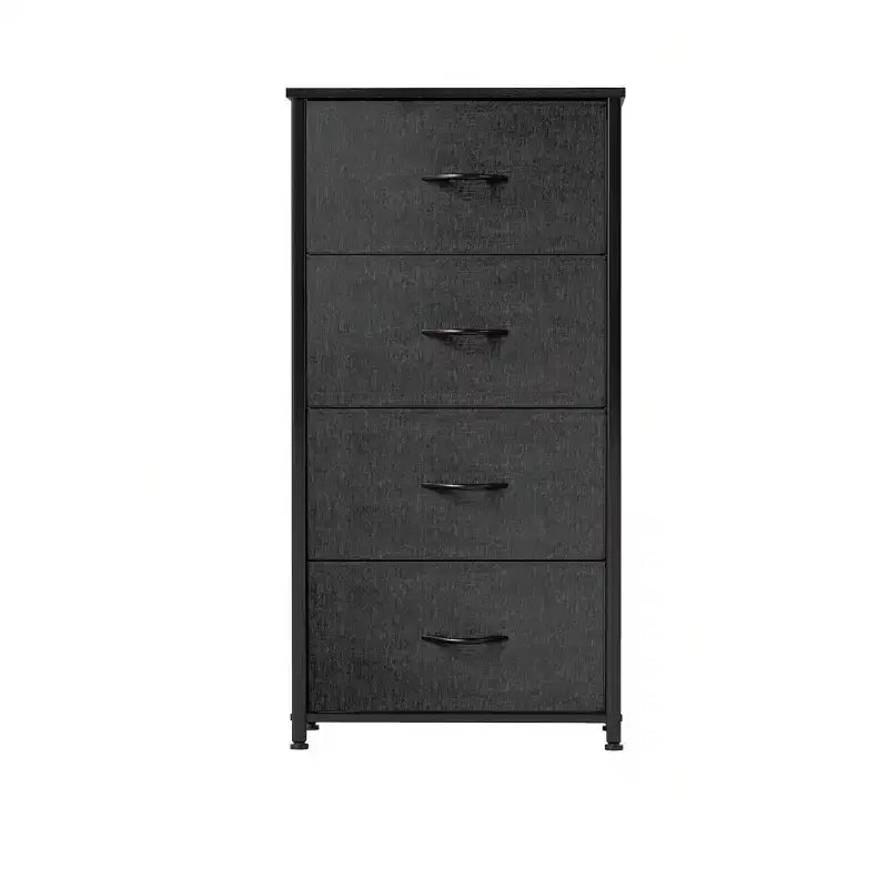 Cassettiera con 4 cassetti, mobile contenitore in tessuto, unità organizer per soggiorno, corridoio, armadi, robusto telaio in acciaio, piano in legno