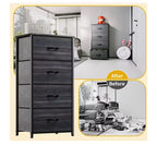 Cassettiera con 4 cassetti, mobile contenitore in tessuto, unità organizer per soggiorno, corridoio, armadi, robusto telaio in acciaio, piano in legno