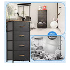 Cassettiera con 4 cassetti, mobile contenitore in tessuto, unità organizer per soggiorno, corridoio, armadi, robusto telaio in acciaio, piano in legno