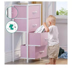 Cassettiera con 4 cassetti, mobile contenitore in tessuto, unità organizer per soggiorno, corridoio, armadi, robusto telaio in acciaio, piano in legno