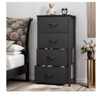 Dresser with 4 Drawers ,Fabric Storage Tower, Organizer Unit for Living Room, Hallway, Closets,Sturdy Steel Frame, Wooden Top