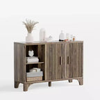 SUGIFT Modern Storage Cabinet with Adjustable Shelves, Durable Wood Frame, Raised Base and Multi-Purpose Home Organization