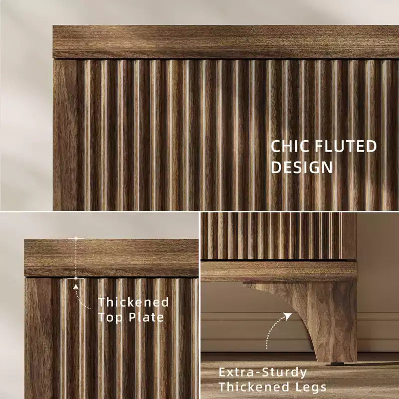 Modern Storage Cabinet with Adjustable Shelves, Durable Wood Frame, Raised Base and Multi-Purpose Home Organization