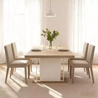 Homy Casa Extendable Dining Table, Oak and White  Modern Expandable Design