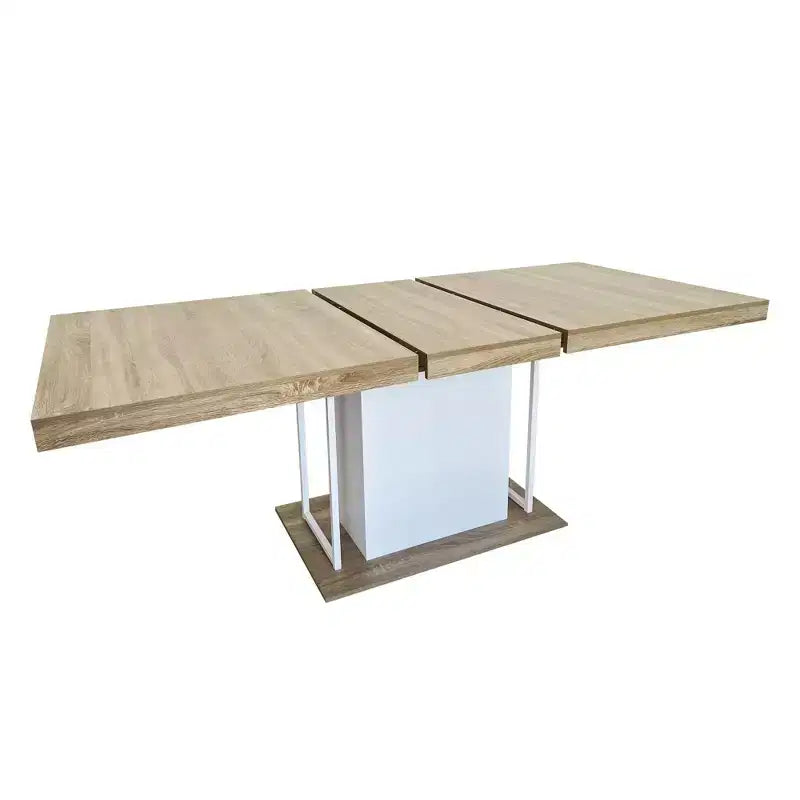 Casa Extendable Dining Table, Oak and White Modern Expandable Design