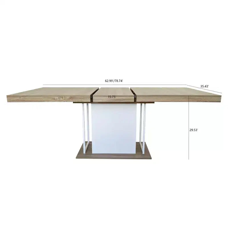 Casa Extendable Dining Table, Oak and White Modern Expandable Design