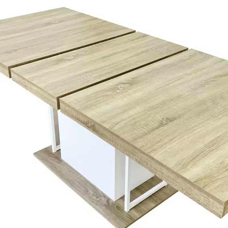 Casa Extendable Dining Table, Oak and White Modern Expandable Design