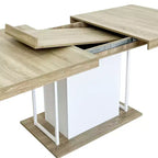 Tavolo da Pranzo Estensibile Casa, Design Moderno Espandibile Rovere e Bianco