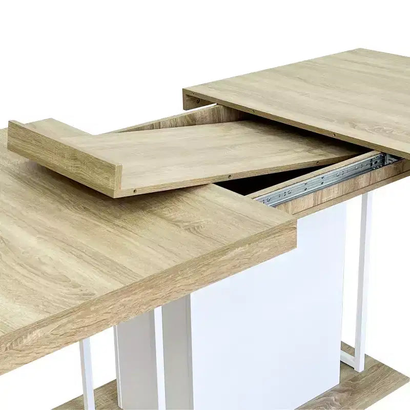 Casa Extendable Dining Table, Oak and White Modern Expandable Design