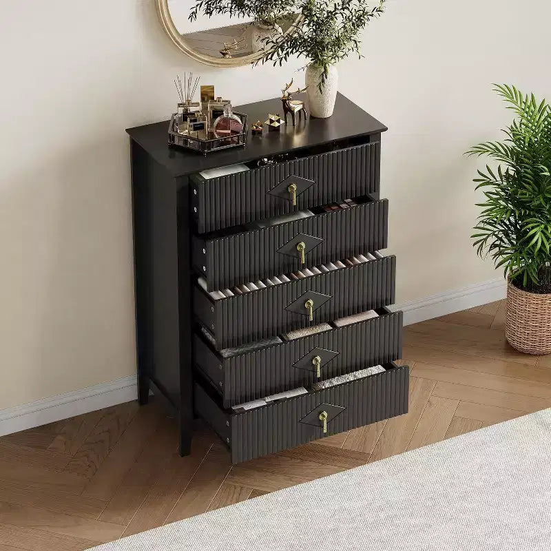 54 Fluted 6-Drawer Dresser - Modern Wood Storage Cabinet for Bedroom & Living Room