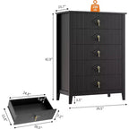 Cassettiera a 6 cassetti con scanalature 54 - Armadio contenitore moderno in legno per camera da letto e soggiorno