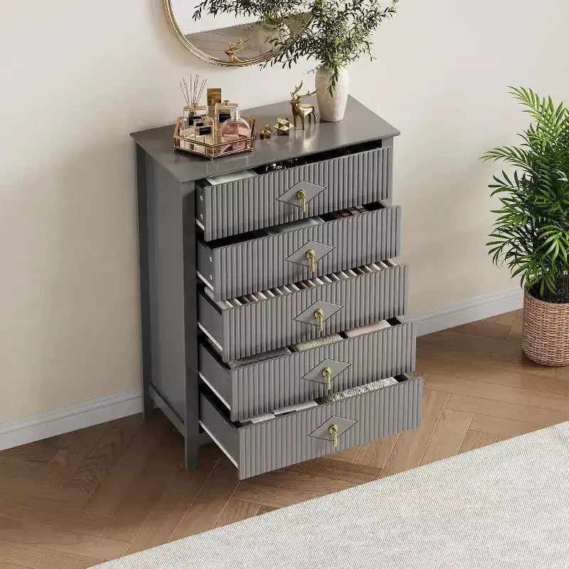 54 Fluted 6-Drawer Dresser - Modern Wood Storage Cabinet for Bedroom & Living Room