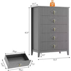 Cassettiera a 6 cassetti con scanalature 54 - Armadio contenitore moderno in legno per camera da letto e soggiorno