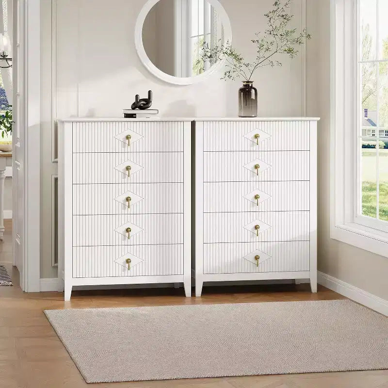 54 Fluted 6-Drawer Dresser - Modern Wood Storage Cabinet for Bedroom & Living Room