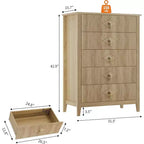 Cassettiera a 6 cassetti con scanalature 54 - Armadio contenitore moderno in legno per camera da letto e soggiorno