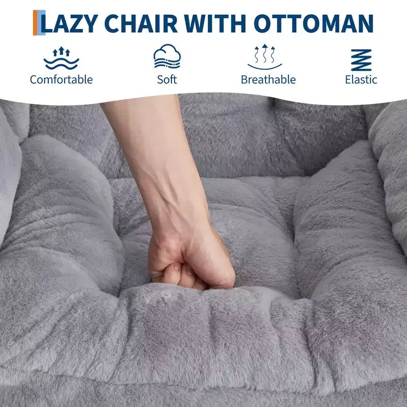 poltrona con poggiapiedi e cuscino, comoda sedia lounge con tasca laterale per soggiorno, camera da letto, ufficio