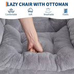 poltrona con poggiapiedi e cuscino, comoda sedia lounge con tasca laterale per soggiorno, camera da letto, ufficio