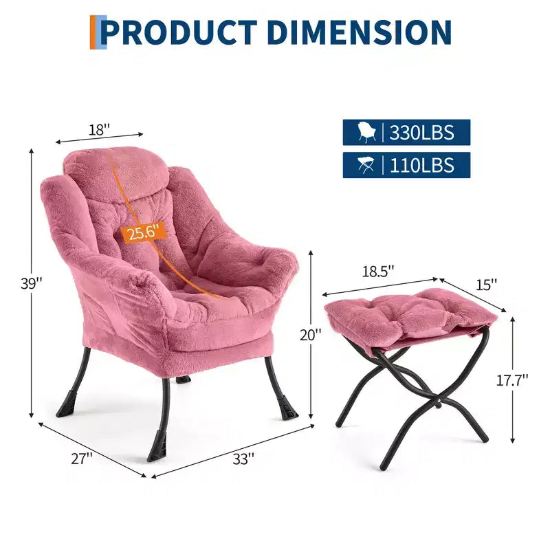 poltrona con poggiapiedi e cuscino, comoda sedia lounge con tasca laterale per soggiorno, camera da letto, ufficio