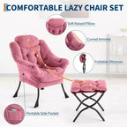 poltrona con poggiapiedi e cuscino, comoda sedia lounge con tasca laterale per soggiorno, camera da letto, ufficio
