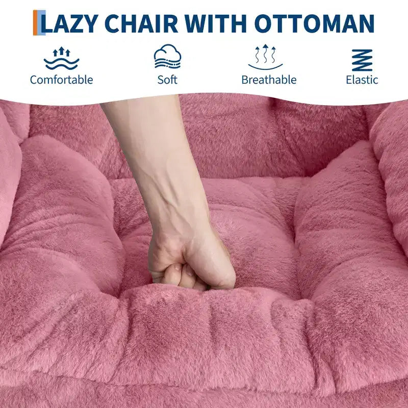 poltrona con poggiapiedi e cuscino, comoda sedia lounge con tasca laterale per soggiorno, camera da letto, ufficio