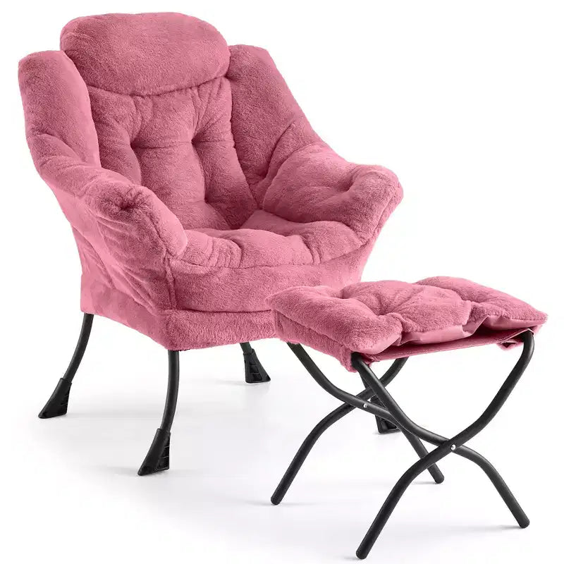 poltrona con poggiapiedi e cuscino, comoda sedia lounge con tasca laterale per soggiorno, camera da letto, ufficio