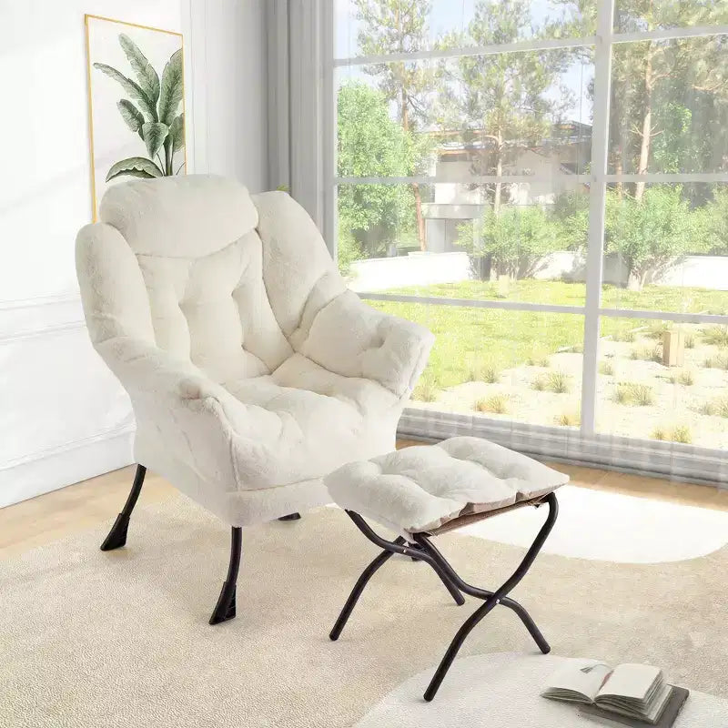poltrona con poggiapiedi e cuscino, comoda sedia lounge con tasca laterale per soggiorno, camera da letto, ufficio