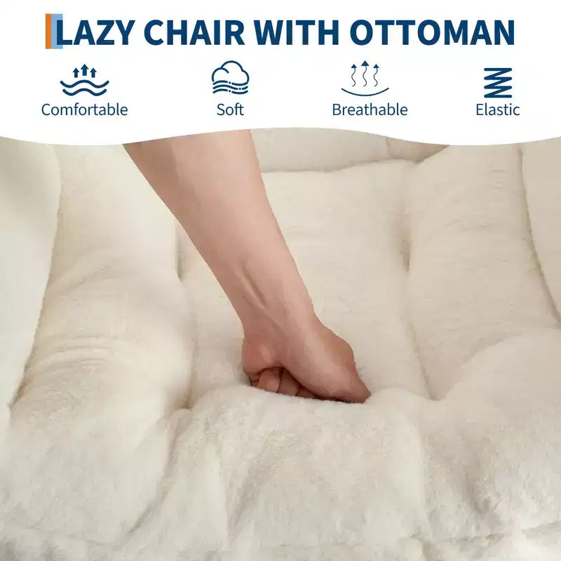 poltrona con poggiapiedi e cuscino, comoda sedia lounge con tasca laterale per soggiorno, camera da letto, ufficio