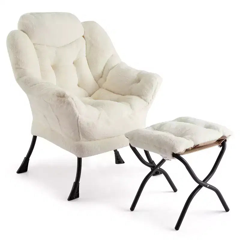 poltrona con poggiapiedi e cuscino, comoda sedia lounge con tasca laterale per soggiorno, camera da letto, ufficio
