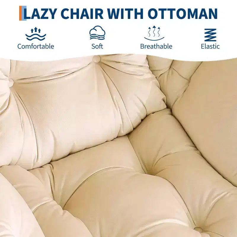 poltrona con poggiapiedi e cuscino, comoda sedia lounge con tasca laterale per soggiorno, camera da letto, ufficio