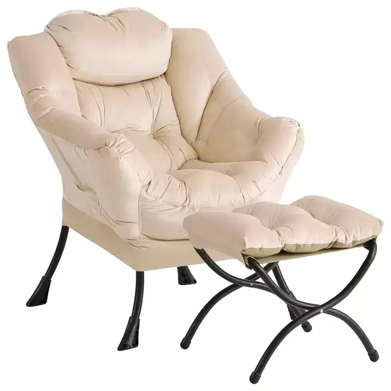poltrona con poggiapiedi e cuscino, comoda sedia lounge con tasca laterale per soggiorno, camera da letto, ufficio