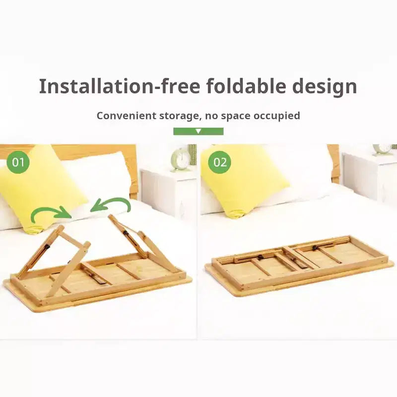 Tavolino regolabile da letto – Scrivania portatile in bambù 50x30 cm per laptop, per dormitorio e camera da letto, tavolo pieghevole per lettura/scrittura (colore primario, 1 pezzo)