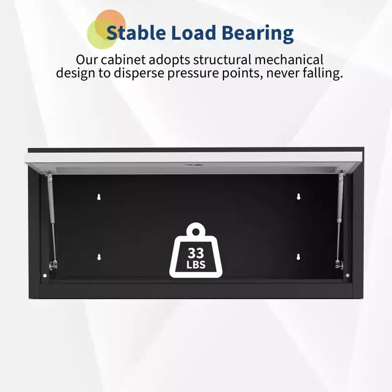 Wall Mounted Storage Cabinet with Doors, Floating Metal Cabinet for Garage, Kitchen, and Workshop Organization