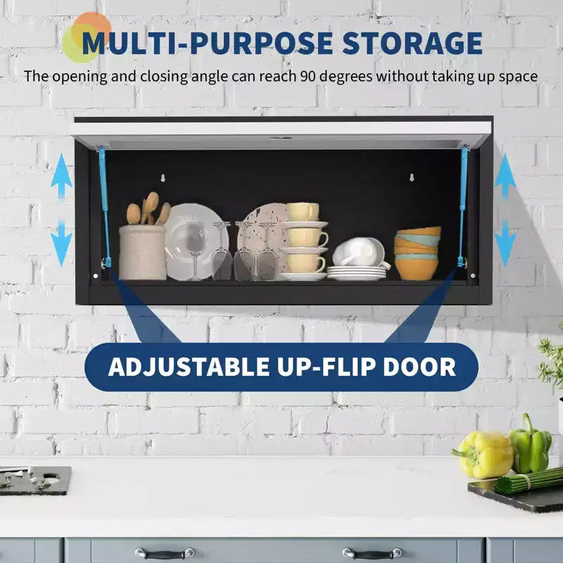 Wall Mounted Storage Cabinet with Doors, Floating Metal Cabinet for Garage, Kitchen, and Workshop Organization