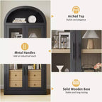Libreria alta ad arco, 182 cm, con 2 cassetti interni, mobile contenitore indipendente con dispositivo antiribaltamento, adatta per soggiorno, camera da letto